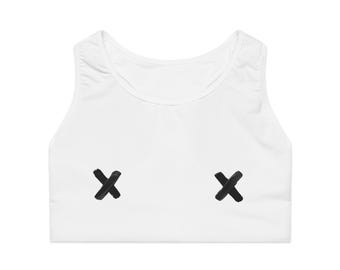 Minimalist X Boobs Sports Bra | Bold Funny Activewear with Nipple-Inspired Cross Design, Perfect for Workouts, Athleisure & Gifting