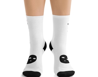 Muerte Recycled Poly Socks: Eco-Friendly Día de los Muertos Design, Bold Art, Comfortable Crew Socks, Perfect Gift for Him/Her