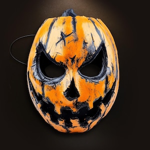 DIY Halloween Pumpkin Mask: Printable from Hand-Painted Originals with 3D Effect for Trick-or-Treating Costume Parties & Spooky Celebrations