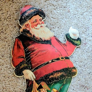 【特大】ヴィンテージ　サンタクロース　アンティーク　レア ヴィンテージクリスマスダイカットビクトリア朝スタイルのサンタ