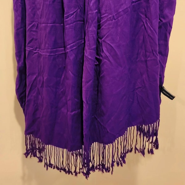 Jones New York Long Purple Fringed Scarf Wrap