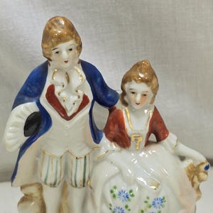 Vintage Occupied Japan Porcelain Figure - Victorian Era Courting Man & Woman