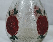 Vintage White House Vinegar Jug Bottle - Crackled Finish with Embossed Flowers - Double Handles - Hand Painted