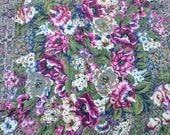 Echo Light Wool Scarf - Dark Colors Navy Maroon Moss Green Gold - Paisley Multicolors Ornate Florals - 45 x 47