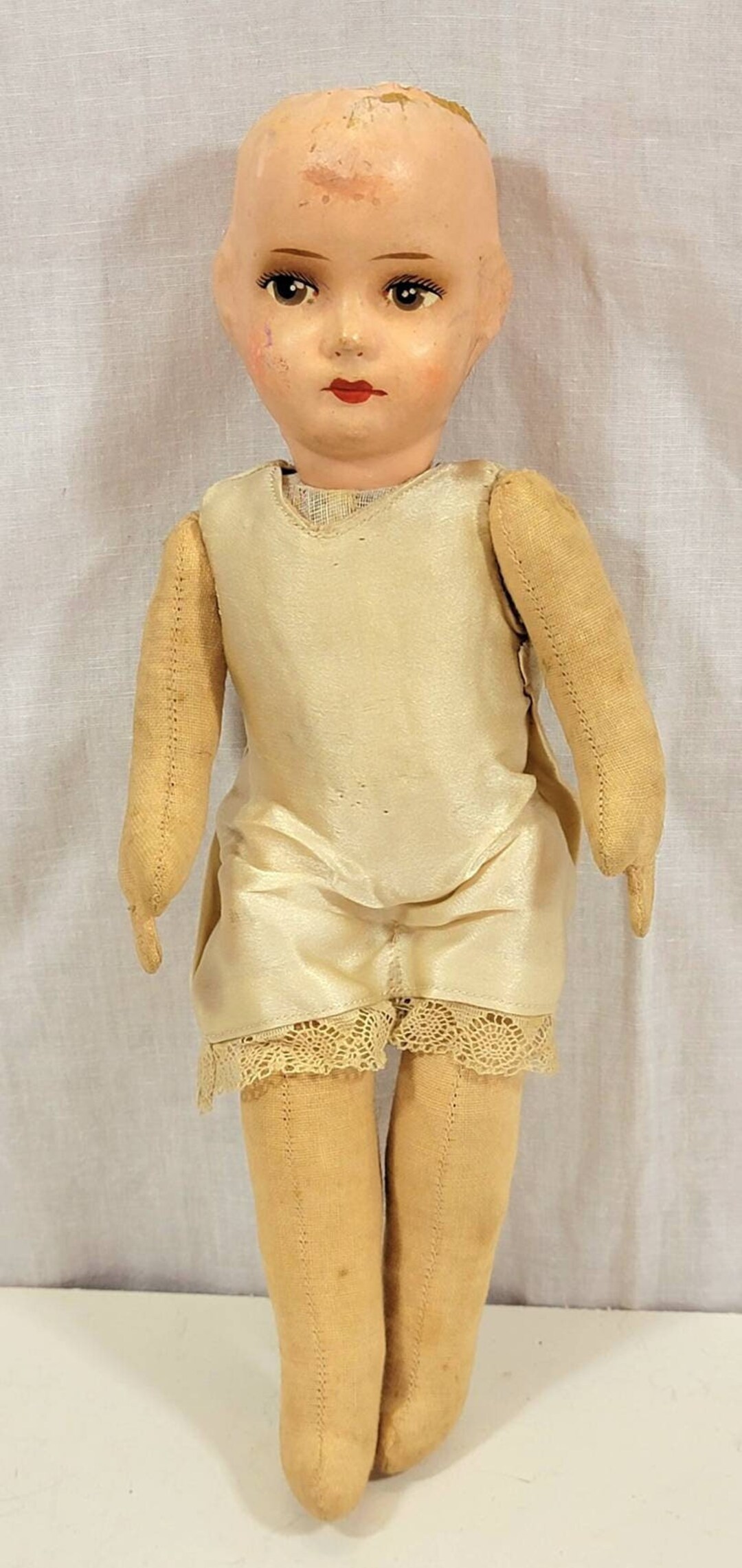 Antique doll leather outlet body porcelain head