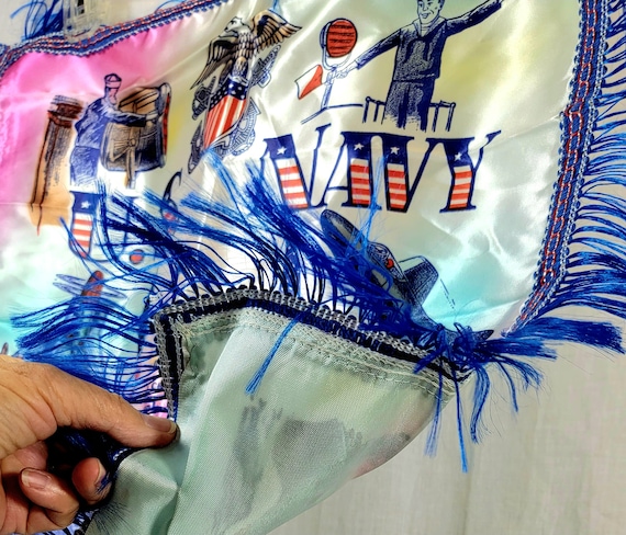 Vintage U.S. Navy Satin Pillow Cover: WWII Korean War Souvenir - Etsy