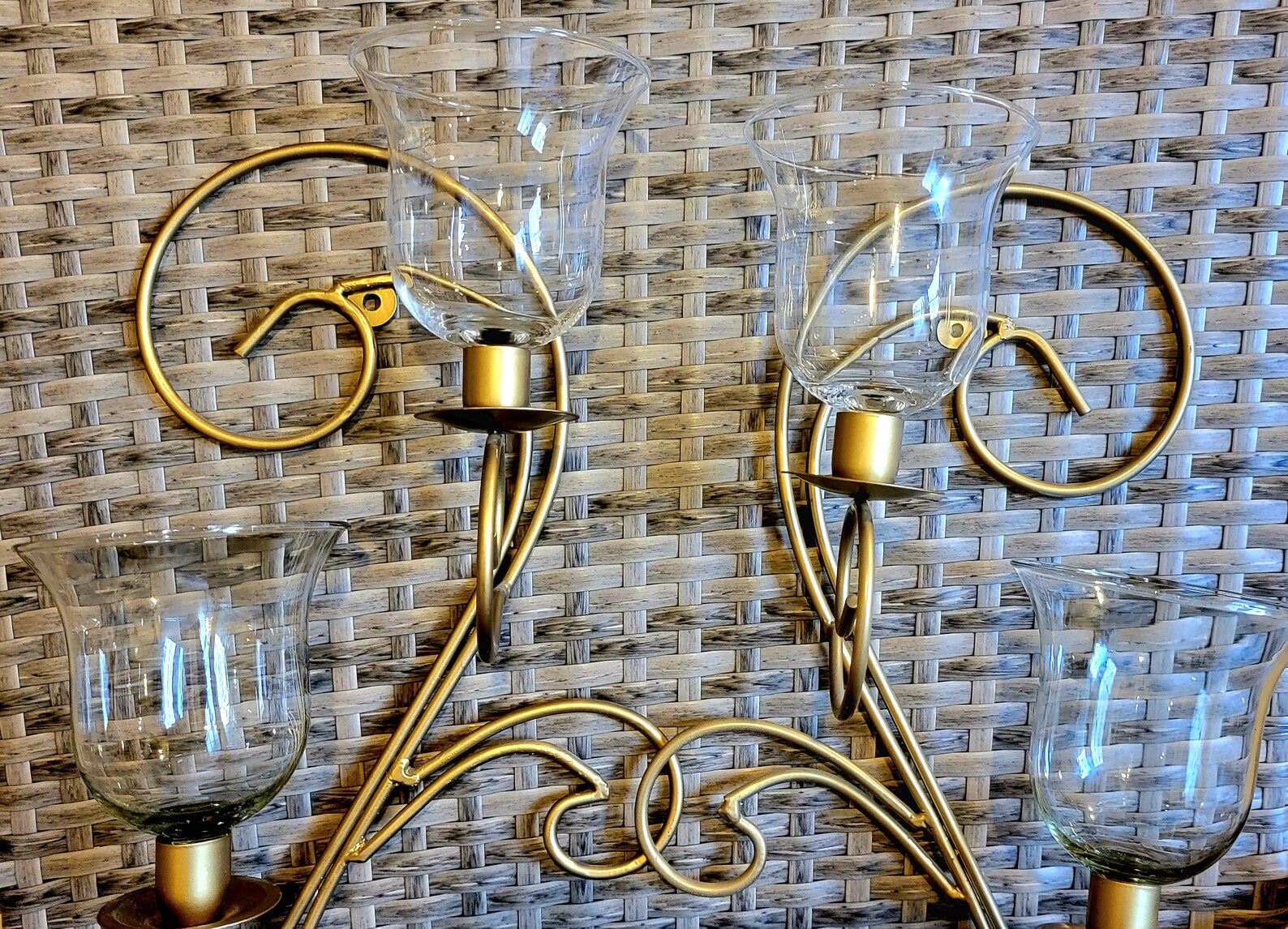 Gold Metal Hanging Candle Holders Vintage Sconces With Glass Etsy