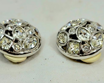 Swarovski Crystal Studded Round Dome Clip-on Earrings