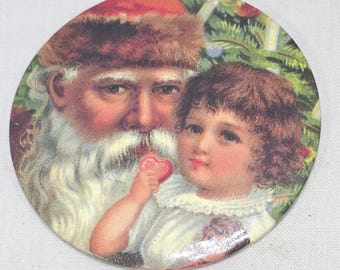 Lote de 4 imanes de nevera vintage de Papá Noel de la época victoriana