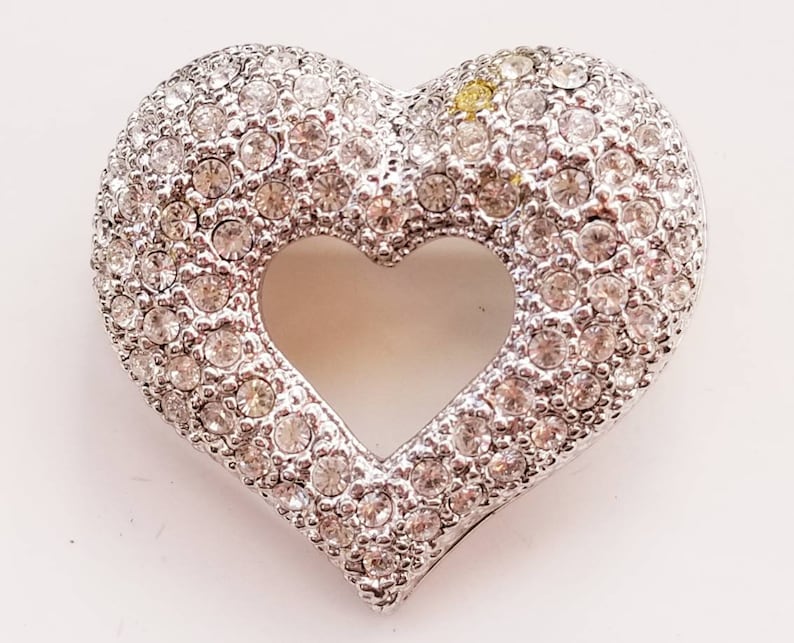 Vintage Heart Rhinestone Brooch