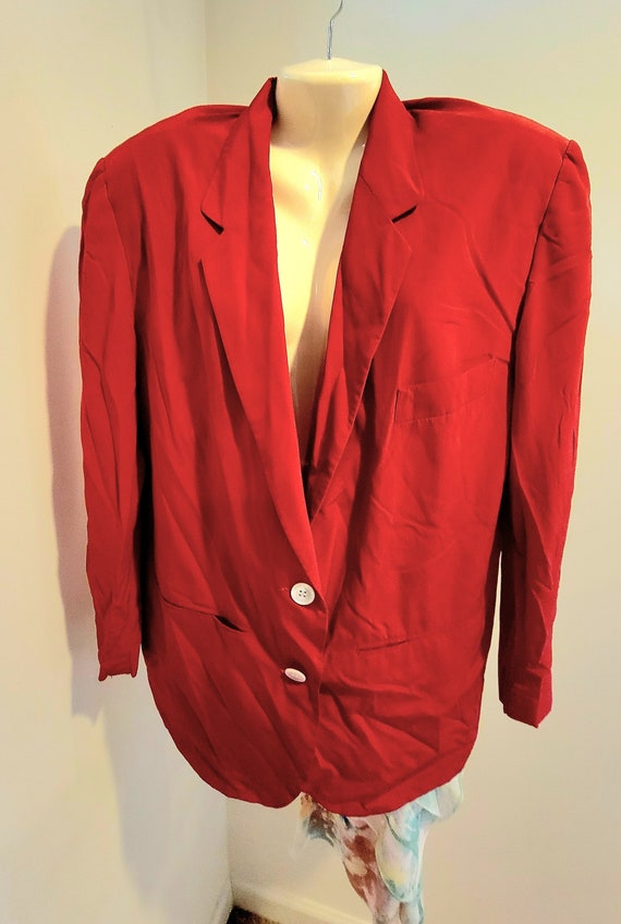 DKNY Red All Silk Blazer, Size 4