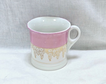 Antique Germany Mug Teacup Pink Gold vintage Shaving Mug