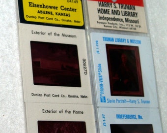 Four Groups of Five Souvenir Travel Slides - Truman Home and Library, Eisenhower Center, 1982 World's Fair