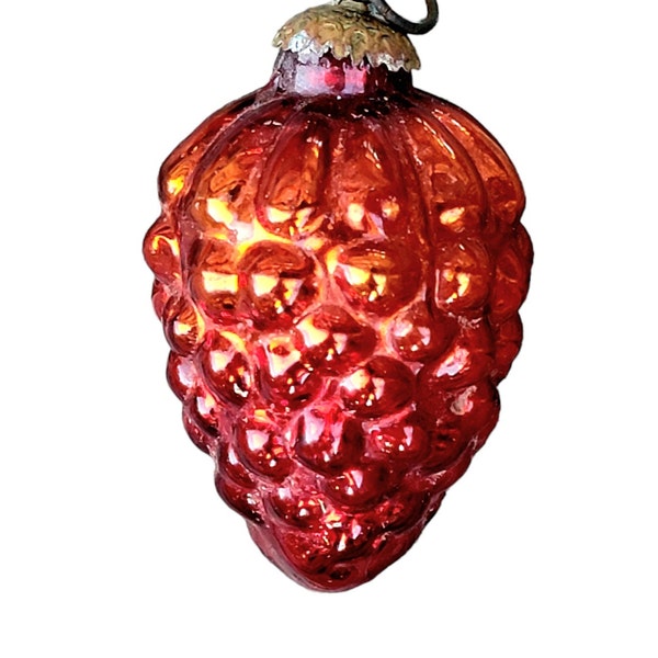 Antique German Kugel Grape Cluster Christmas Ornament 3 3/8" Ruby Red