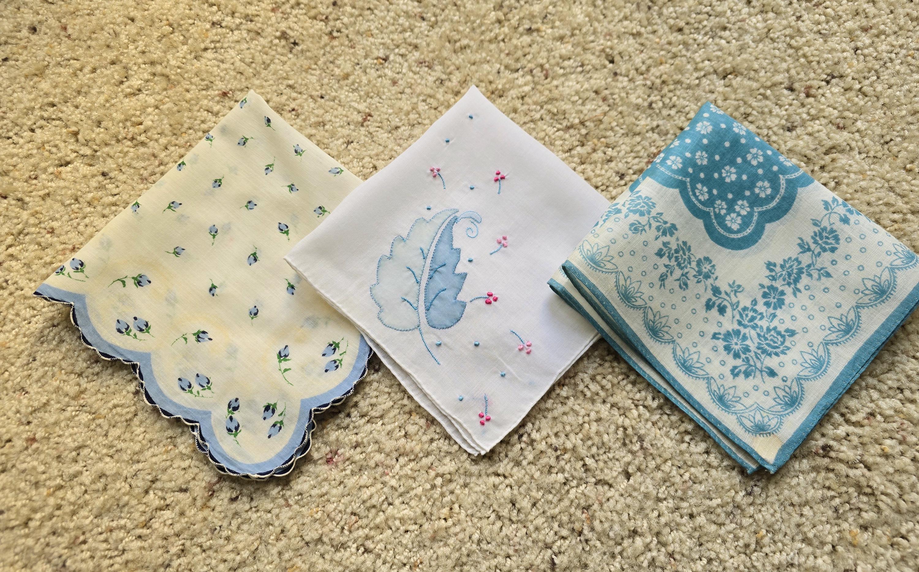 ヴィンテージ ハンカチ 3枚セット 青い花 花柄 ハンカチ - Etsy 日本