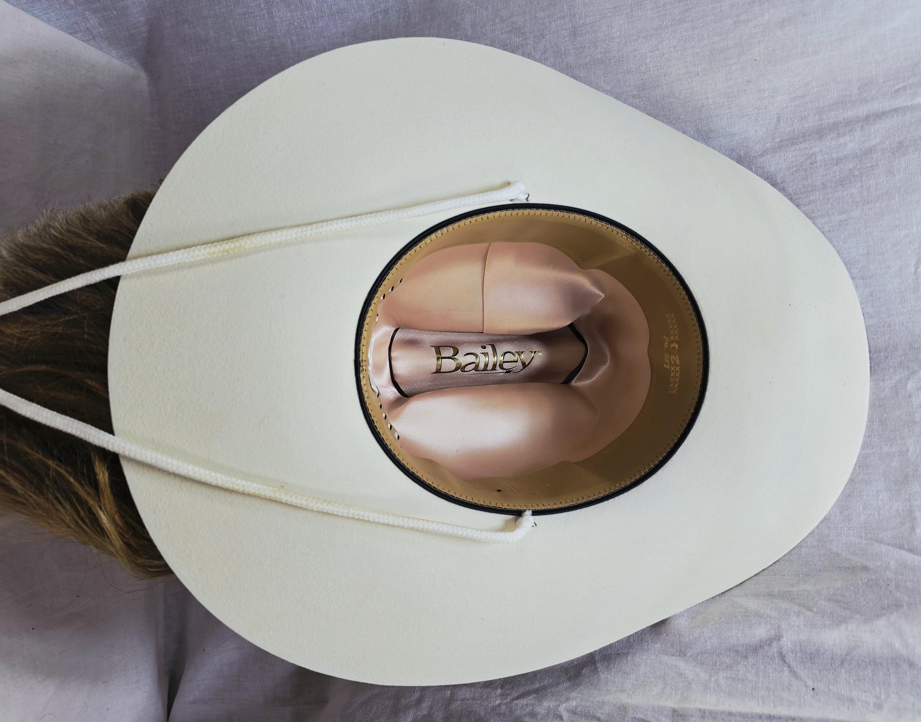 Bailey 20x Beaver Western Vintage Cowboy Felt Hat 7 1/8 57 Kemosabe Rare Cream Bailey LEGEND 20X Creamy White Womens Cowgirl Cowboy Fur  main image 3