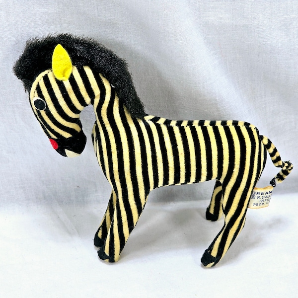 Vintage Dream Pets Dakin-zebra, gevuld pluche, gemaakt in Japan