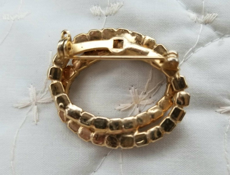 Vintage Infinity Eternal Multi Color Rhinestone Prong Set Double Oval Brooch Pin