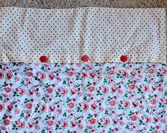 taie d’oreiller rétro vintage, fleurs roses, pois à pois, oreiller sham