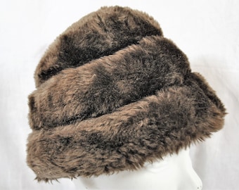 Vintage Dana Marte Hat, Soft Brown Faux Fur Bucket Chapeau