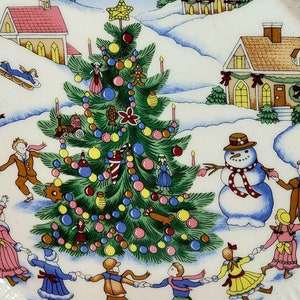 Nikko Octagon Platter Christmastime Christmas Spirit, Frosty the Snowman, 7th Edition Collectibles 1999, Made in Japan 10.75&quot;