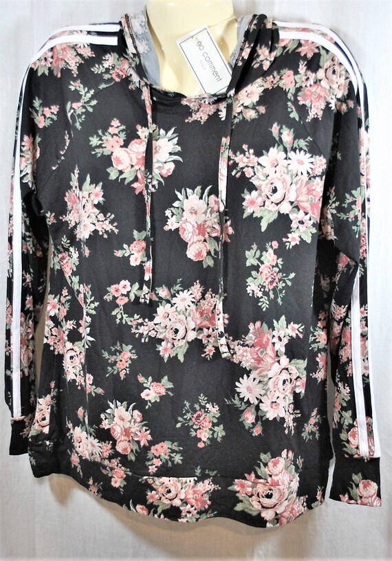 No Comment Hooded Floral Shirt Black 