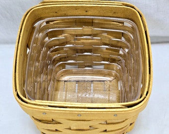 Longaberger 2004 Square Basket; Initialed and Dated with Liner and Brochure