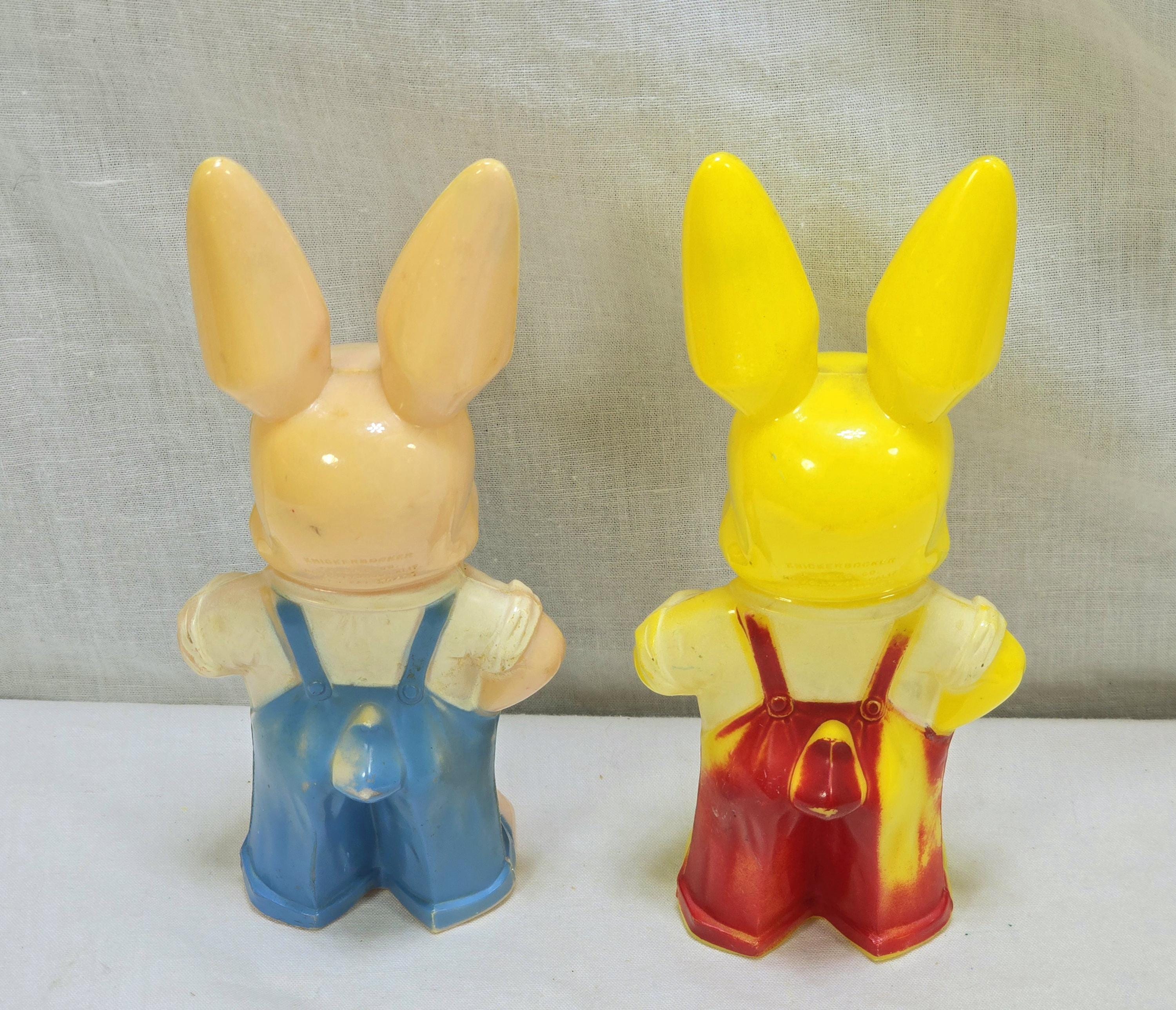 Pair of Vintage Knickerbocker Hard Plastic Easter Bunny Rabbit