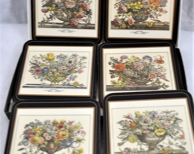 FINAL SALE Vintage Pimpernel Traditional Collection Furber FLOWERS Cream Cork 6 Luxe Coasters Etsy