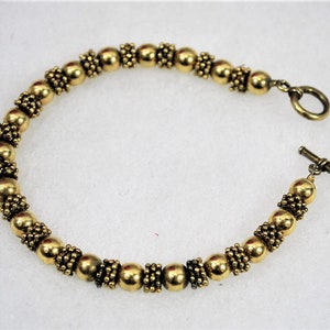 FINAL SALE Silver Tone Beaded Bracelet on Chain with Spacers and Toggle Clasp