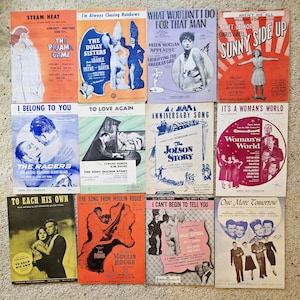 Lot of 12 Movie Sheet Music, Different Eras, 30s 40s 50s 60s