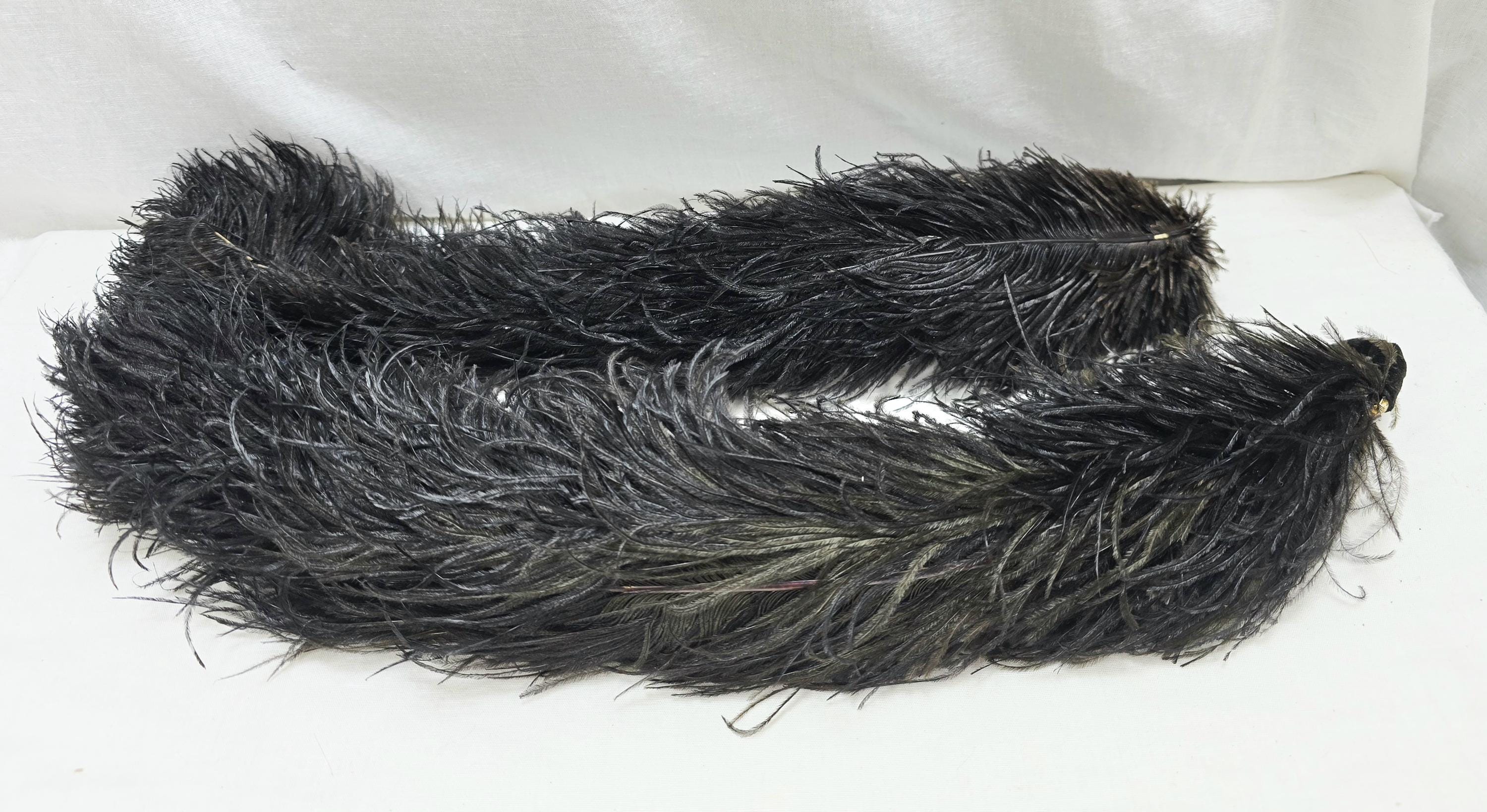 Vintage Victoria Modes for Merrimac Black Wool High Tilt Ostrich Feather… Lot of Victorian Black Ostrich Unused Millinery Feathers  main image 2