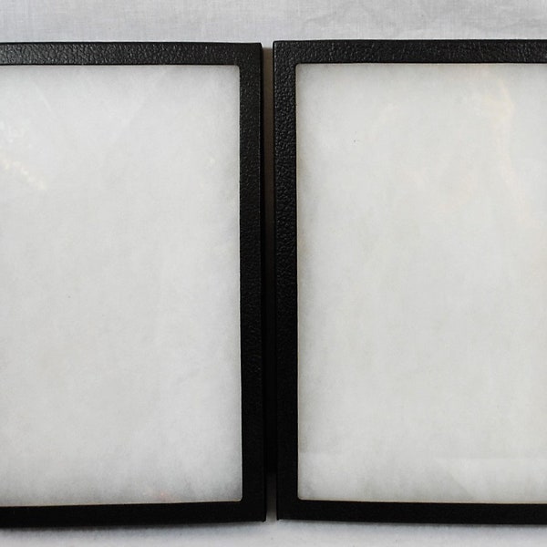 Glass Top Display Cases Set of Two; Black Leatherette; Larger Size