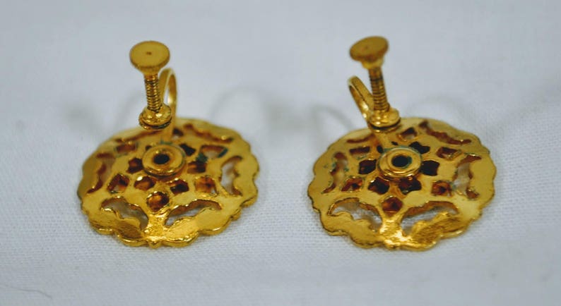 LA Chapter Gold and Black Screw Back Fraternal Order of Eagles Earrings