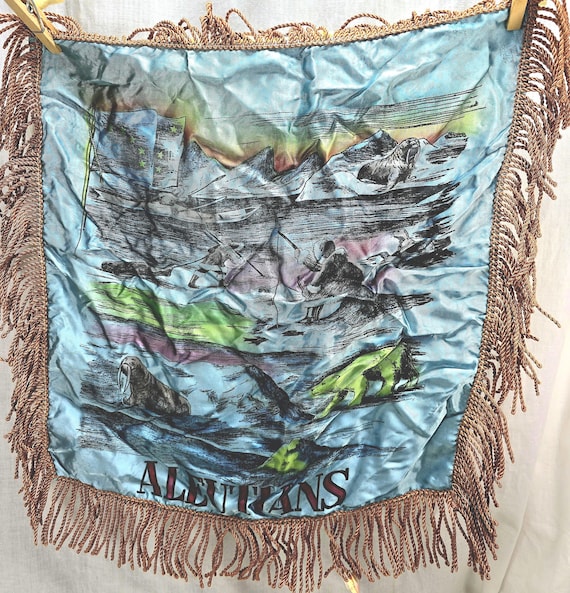 Vintage Souvenir Aleutians Island Alaska 1940-50's Pillow Cover