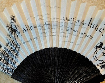 Alfred de Musset "Les Marrons du Fell",  Camargo, Souvenir of France Hand Fan