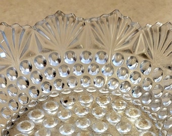 SET OF 6 Vintage Hobnail Clear Glass 4.5" Dish Bowls With Shell Pattern Scalloped Upper Rim