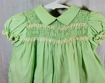 Penney's Toddletime Lime Green Baby Smocked Dress