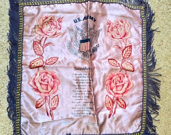 US Army sweetheart  pillow cover souvenir Presidio of Monterey