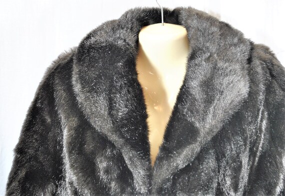 Vintage Faux Fur Mink Cape Stole Shawl, Dark Brow… - image 2