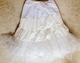 Vintage White Petticoat Tutu Crinoline Slip, floor length
