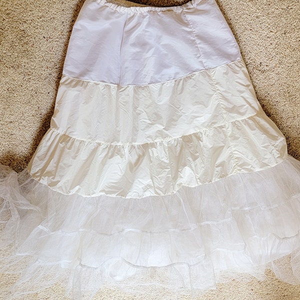 Vintage White Petticoat Tutu Crinoline Slip, floor length