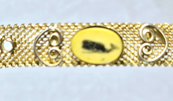 Gold Tone Mesh Bracelet, Belt Buckle Style, Whali… - image 5