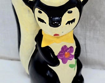 Vintage Napco Ceramic Skunk Coin Bank, Fur Tail, Made in Japan - Etsy