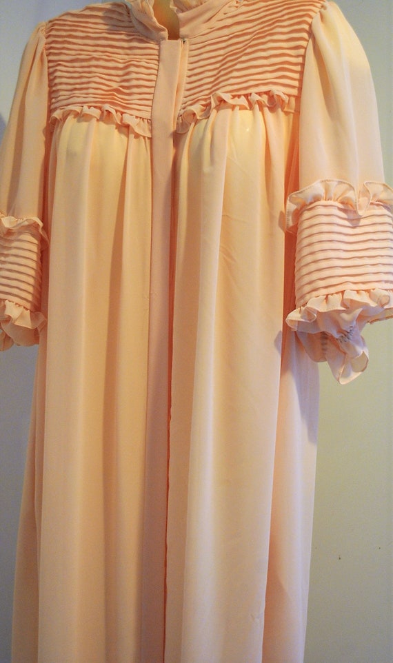 Bonnie Strauss Fancy Peach Maxi Robe, High Collar,