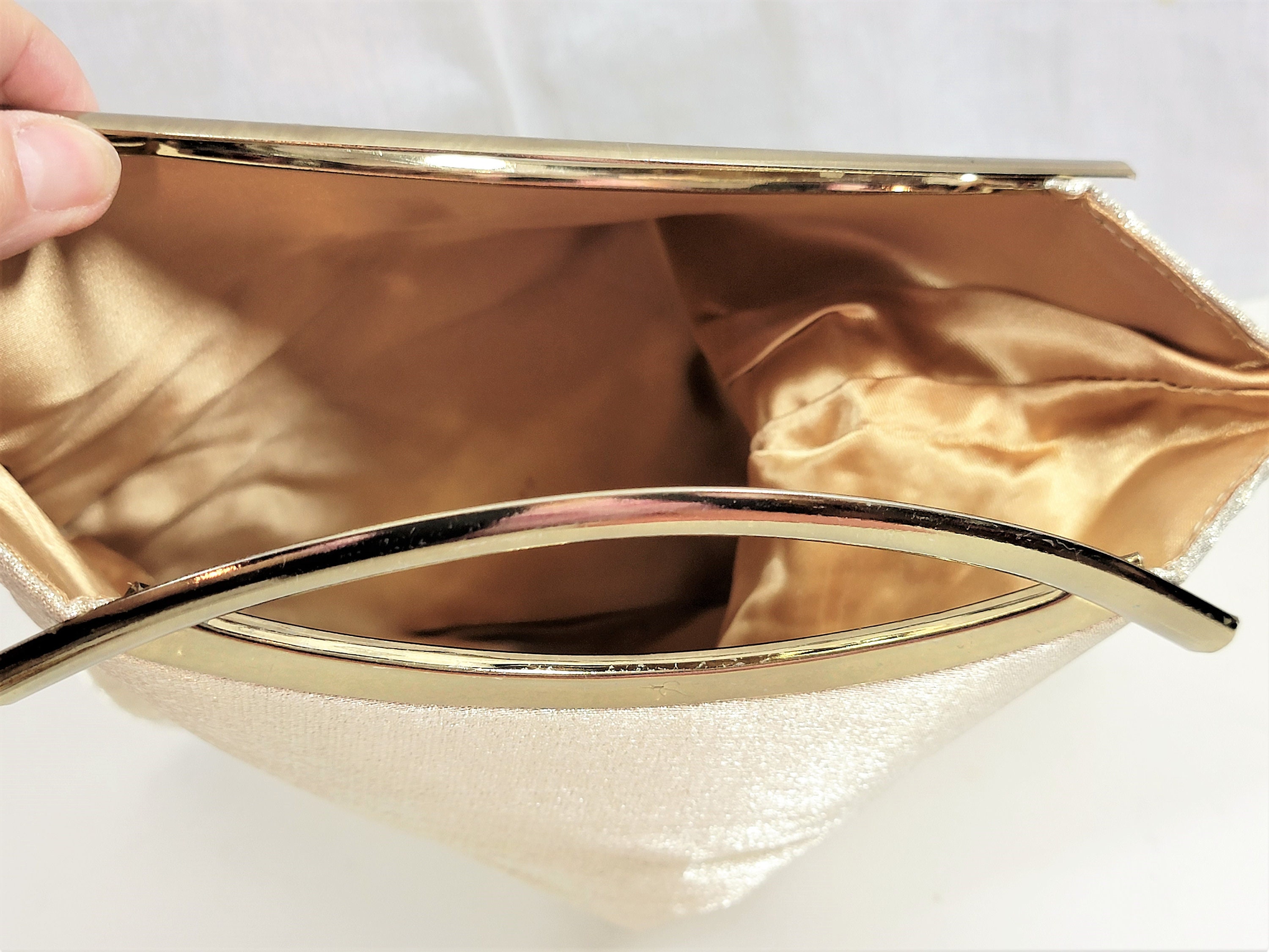 Vintage Gold Lame Clutch Purse Fold Over With Metal Handle Etsy Ireland