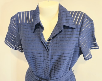 Liz Claiborne Navy Blue Fit & Flare Belted Dress - Etsy