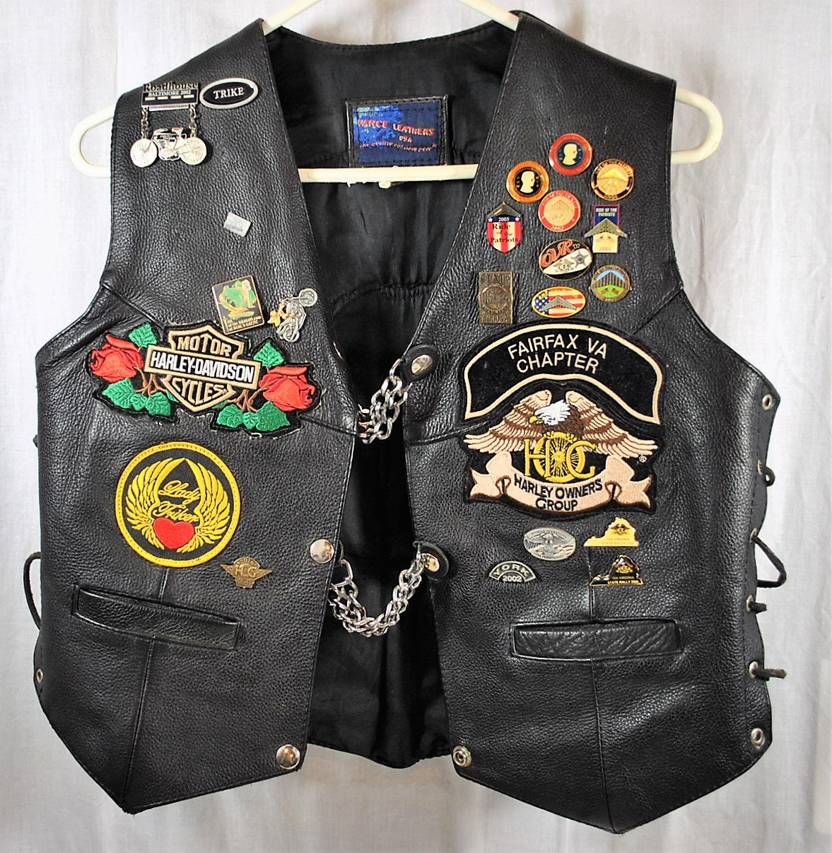 Black Leather Biker Vest 