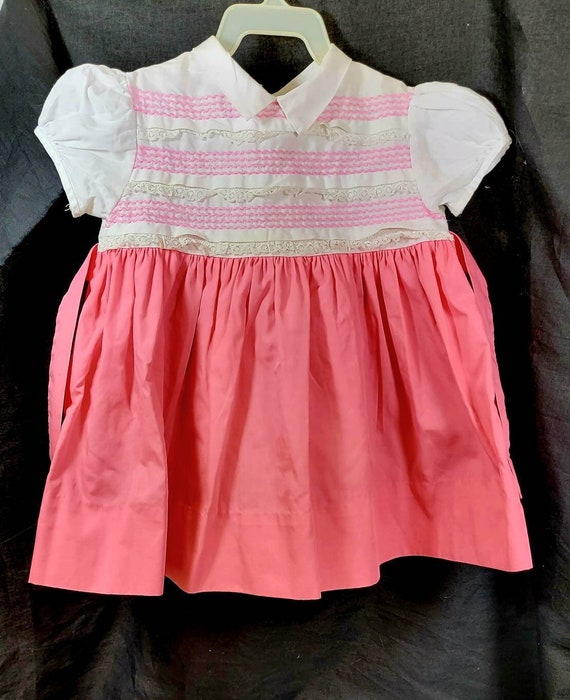 Penneys Toddle Time Pink and White Toddler Dress, 