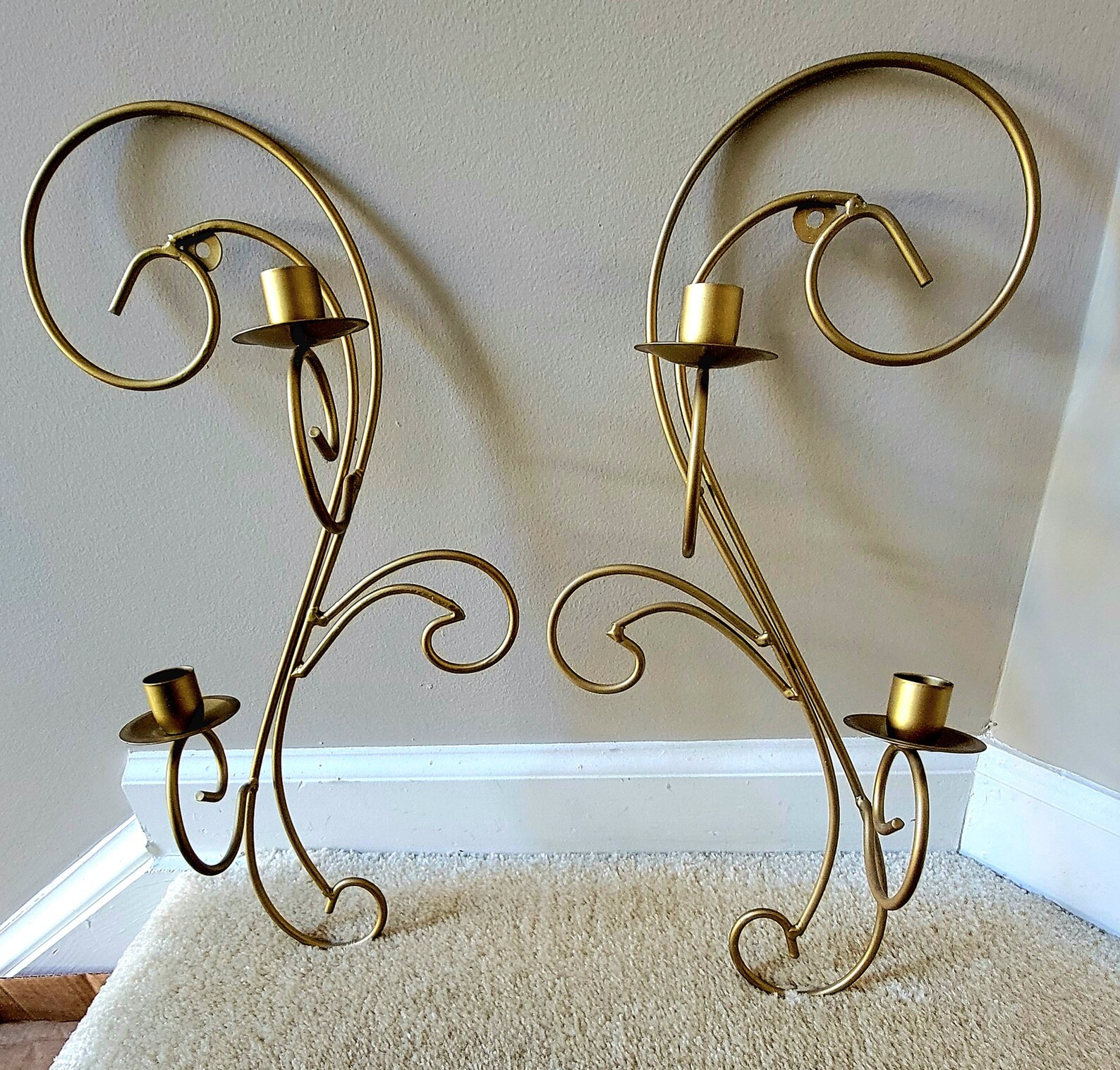 Gold Metal Hanging Candle Holders Vintage Sconces With Glass Etsy